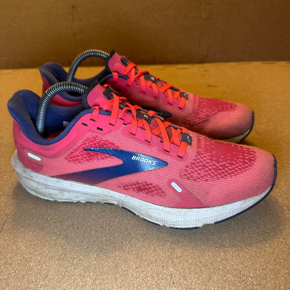 Brooks Launch 9 Pink Navy Blue Running Shoes Womens 9.5 Medium No Insoles